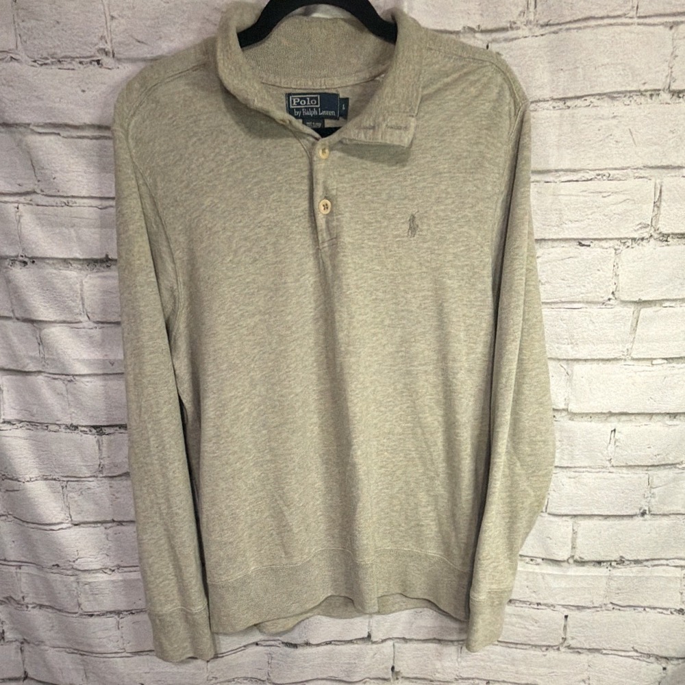 Polo Ralph Lauren Men's Polo Shirt Long Sleeve Size Large Grey Preppy
